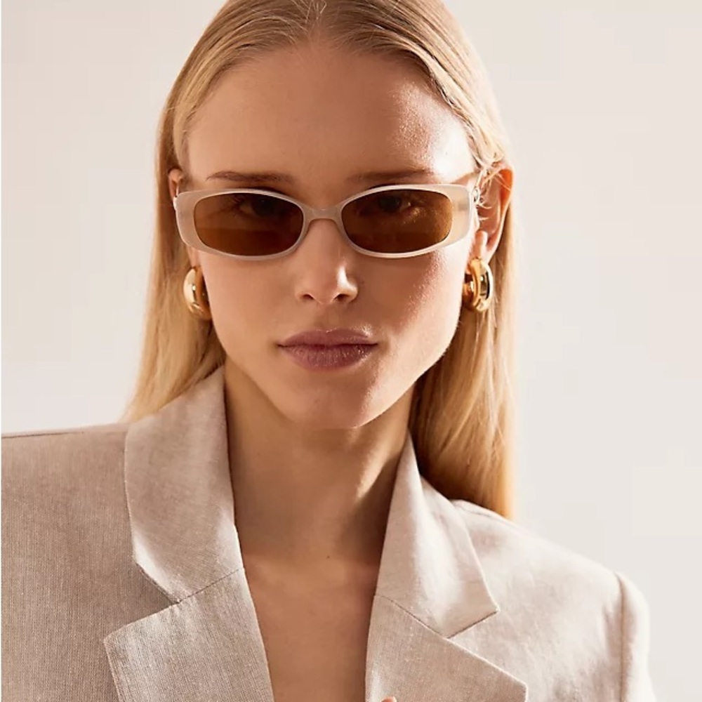 Le Specs Translucent Beige Frame Sunglasses with Brown Lenses